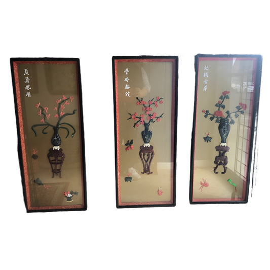 Vintage Chinese Jadeite Still Life-Set Of 3