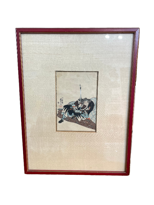 Framed traditional Japanese artwork 