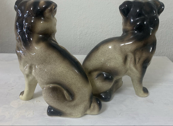 Vintage Taiwan Ceramic Pug Dog Figurines – Pair