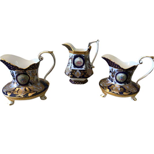 Vintage Berlin KPM Gold and Cobalt Blue Set of 3