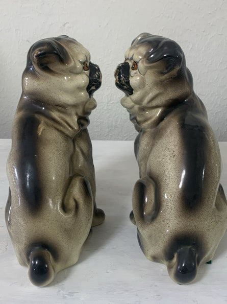 Vintage Taiwan Ceramic Pug Dog Figurines – Pair