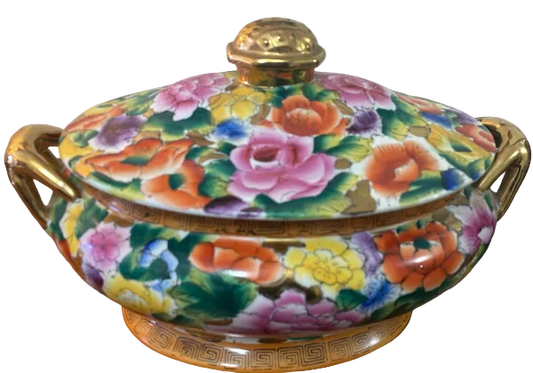 Vintage Chinese Millefleur Porcelain Lidded Tureen