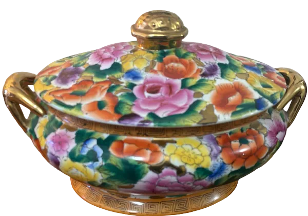 Vintage Chinese Millefleur Porcelain Lidded Tureen
