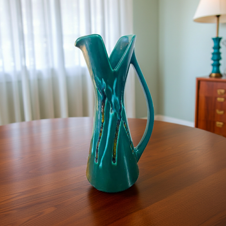1960s Royal Haeger Emerald Drip Glaze Pitcher