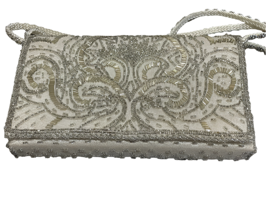 Vintage La Regale Ivory Cream Beaded Clutch Purse