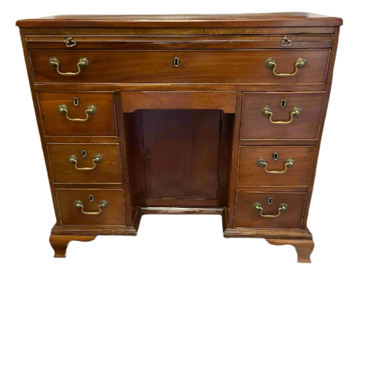 Antique George III Mahogany Kneehole Desk With Original Finish