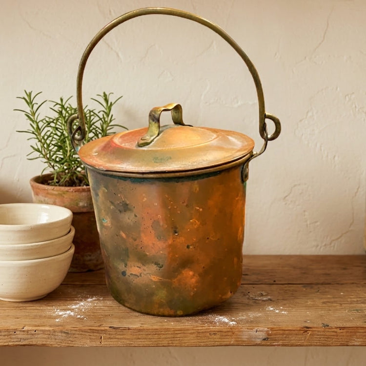 1930s Vintage Handmade Brass Storage Container