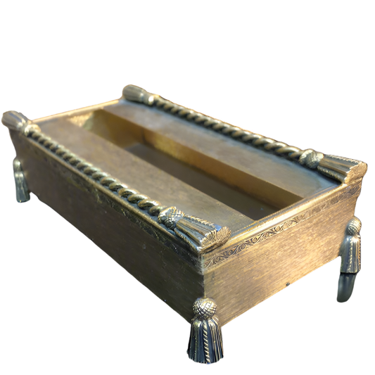 Vintage Gold Tone Rope & Tassel Tissue Box Holder