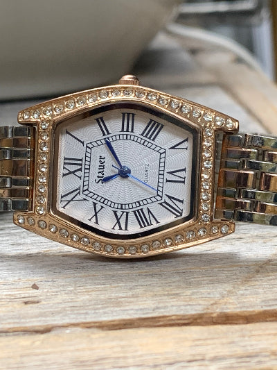 Stauer Women’s Rose Gold Watch with Crystal Bezel
