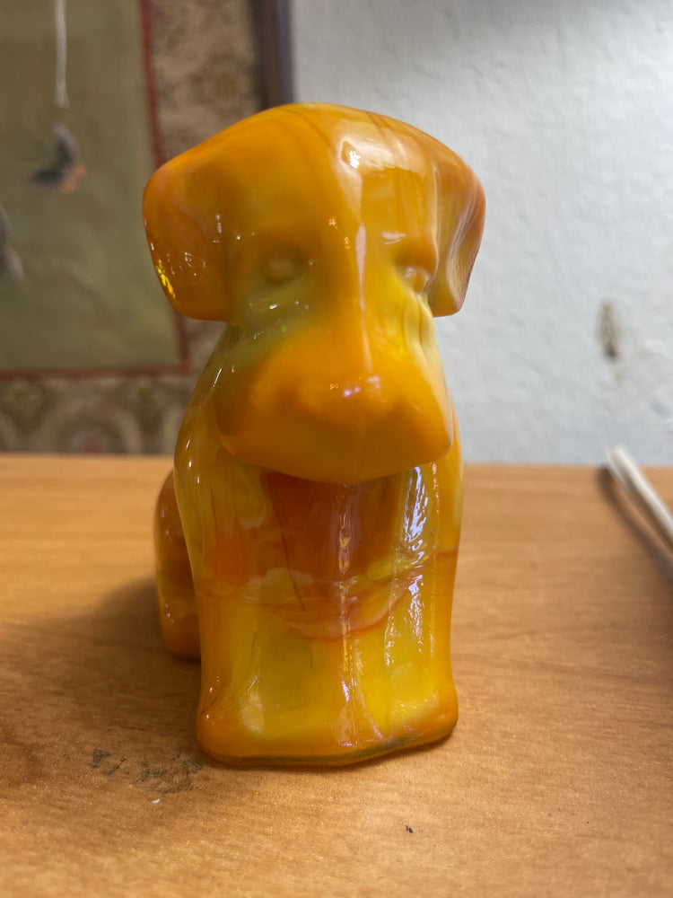 Vintage Pooch The Dog Degenhart Bittersweet Slag Glass UV Glow Marked