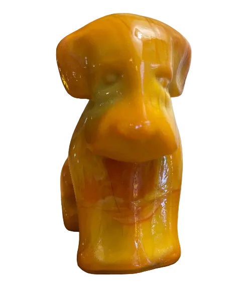 Vintage Pooch The Dog Degenhart Bittersweet Slag Glass UV Glow Marked