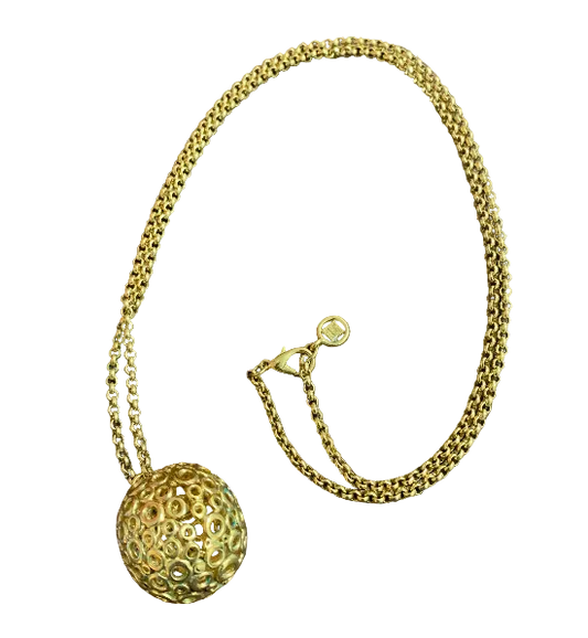 Givenchy Gold-Tone Chain Necklace Round Ball Pendant