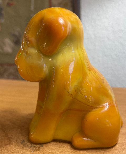 Vintage Pooch The Dog Degenhart Bittersweet Slag Glass UV Glow Marked