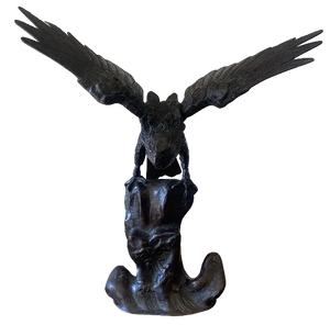 Antique Japanese Cast Iron Hinged Wing Eagle Sculpture