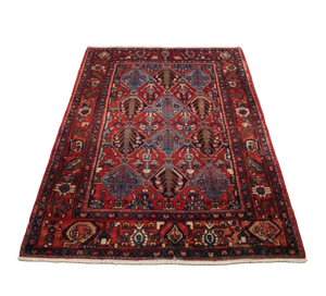 Vintage Persian Hamadan Hand-Knotted Wool Rug