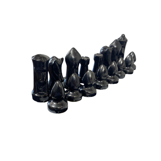 Set of black chess pieces