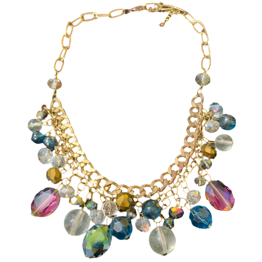 Vintage Multi-Faceted Rhinestone Bib Style Necklace