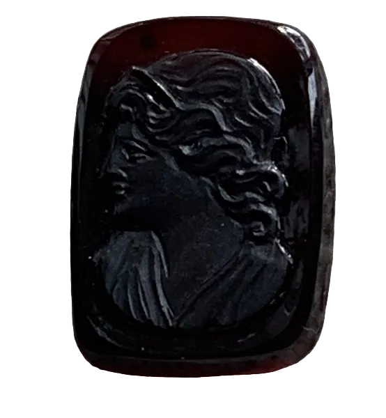 Vintage Carnelian Intaglio Gemstone Pair – Classical Female Profile – 13 x 18 mm