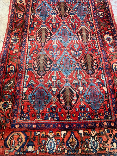 Vintage Persian Hamadan Hand-Knotted Wool Rug