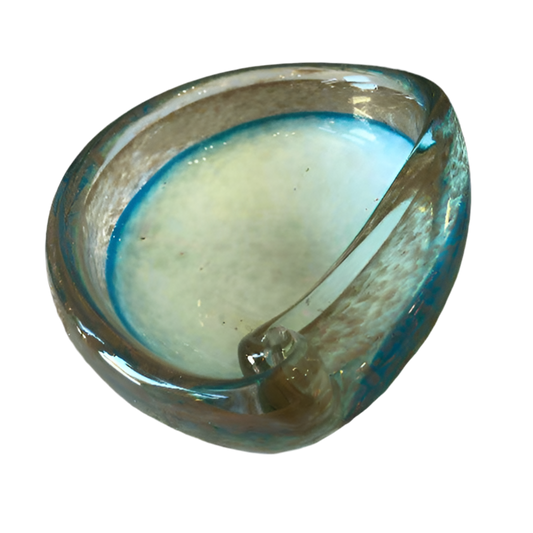 Vintage Hand-Blown Cerulean Blue Bowl