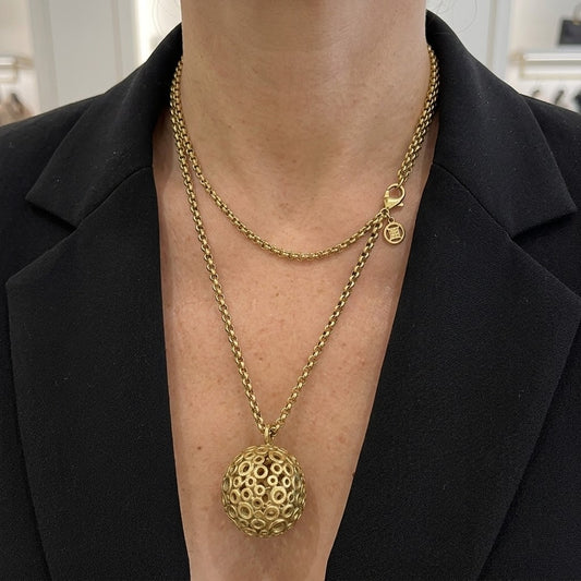 Givenchy Gold-Tone Chain Necklace Round Ball Pendant
