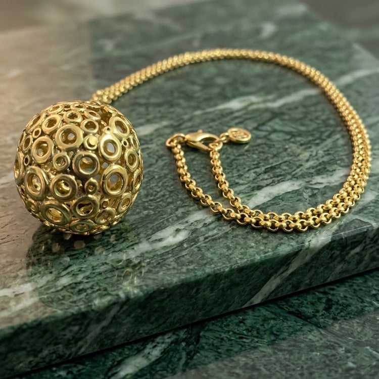 Givenchy Gold-Tone Chain Necklace Round Ball Pendant