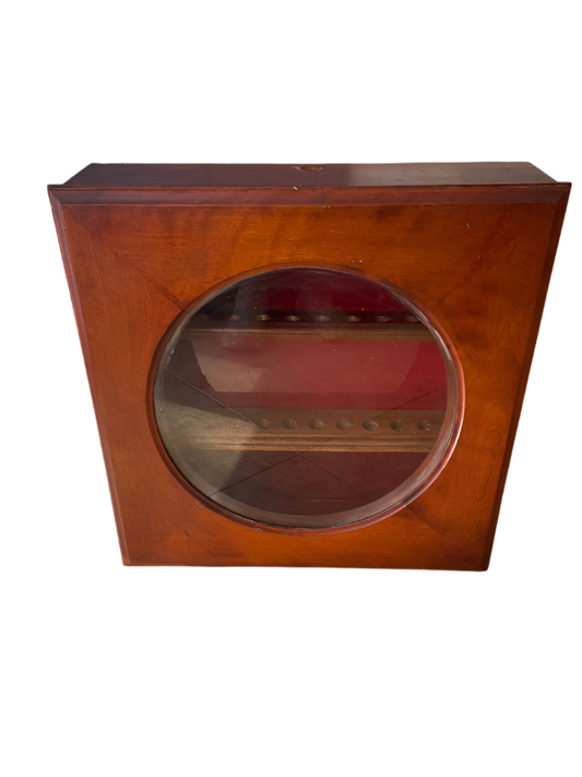 Antique Oak Clock Case Repurposed as Tobacco Pipe Display Cabinet