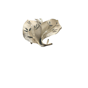 Vintage Silver tone Textured Maple Leaf Brooch
