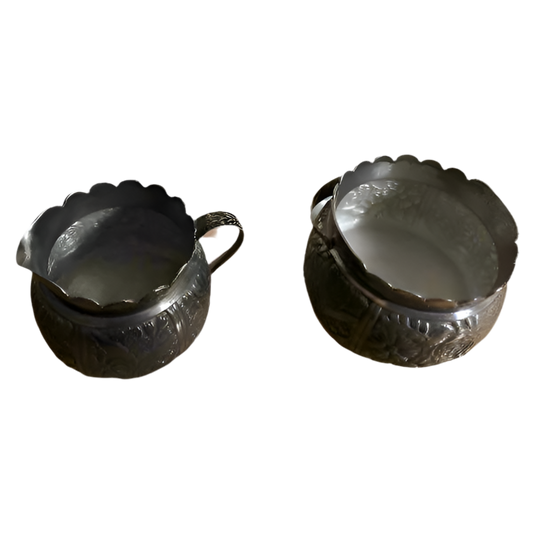 Pairpoint Quadruple Plate Silver Floral Repousse  Set of 2