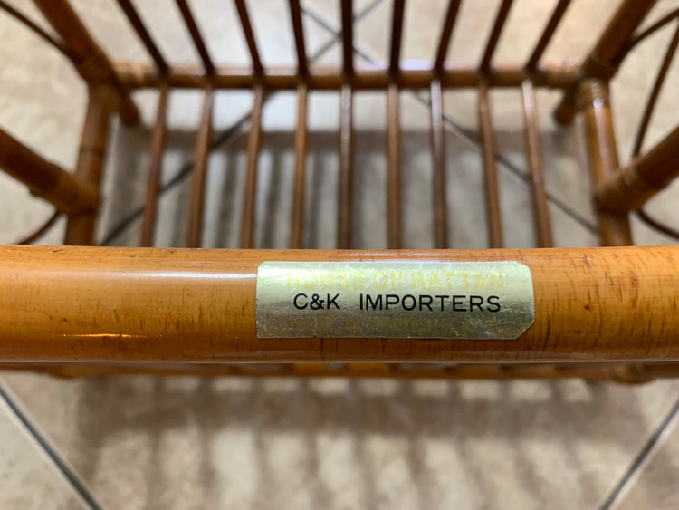 Mid Century Bent Bamboo C&k Importers Magazine Rack