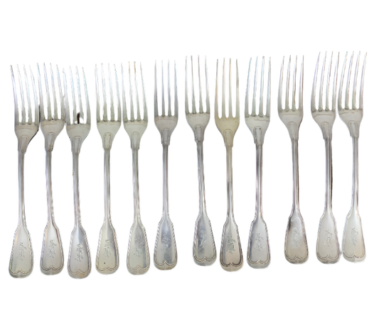Set of silver-plate forks