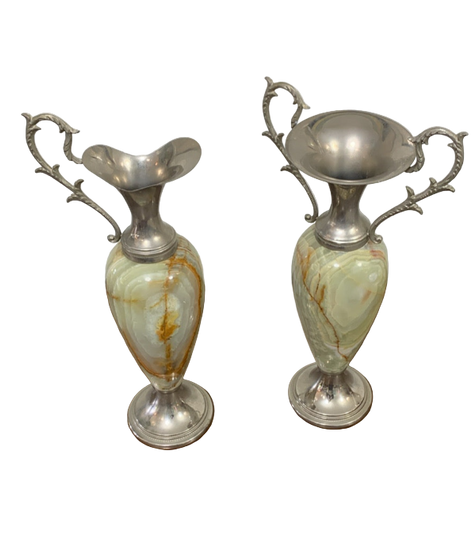 Two decorative vases with marble-like design 