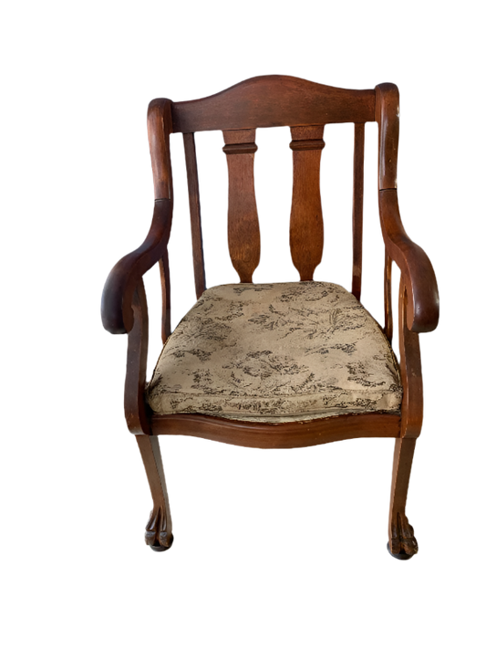 Vintage - Antique Early 20th‑Century Carved Wood Armchair