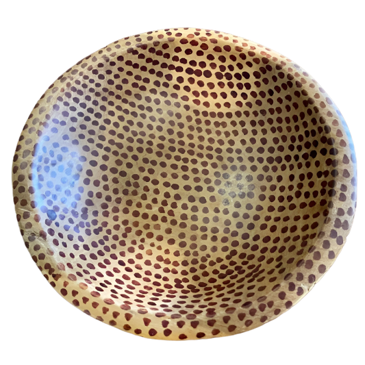 Handcrafted Wooden Bowl Dotted Design