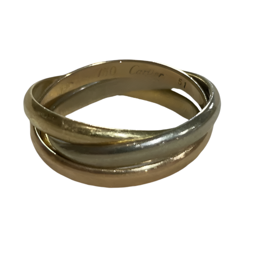 Cartier Trinity Ring #51 – 18k Yellow, Rose, and White Gold