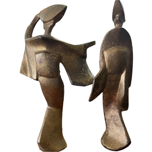 Mid Century Modern James Mont Cast Iron Geisha Figures - Pair (Gilt)