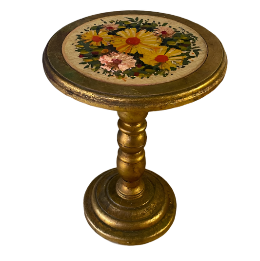 Hand-Painted Wooden Gilded Side Table by Alex Stuard