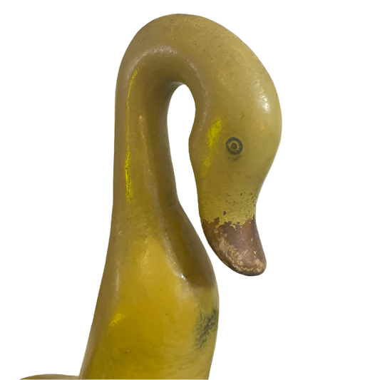 Vintage Hand Carved Artisan Primitive Wood Standing Yellow Ducks