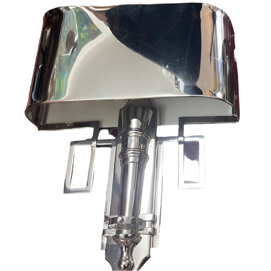 Art Deco Silver Metal Wall Sconces - A Pair
