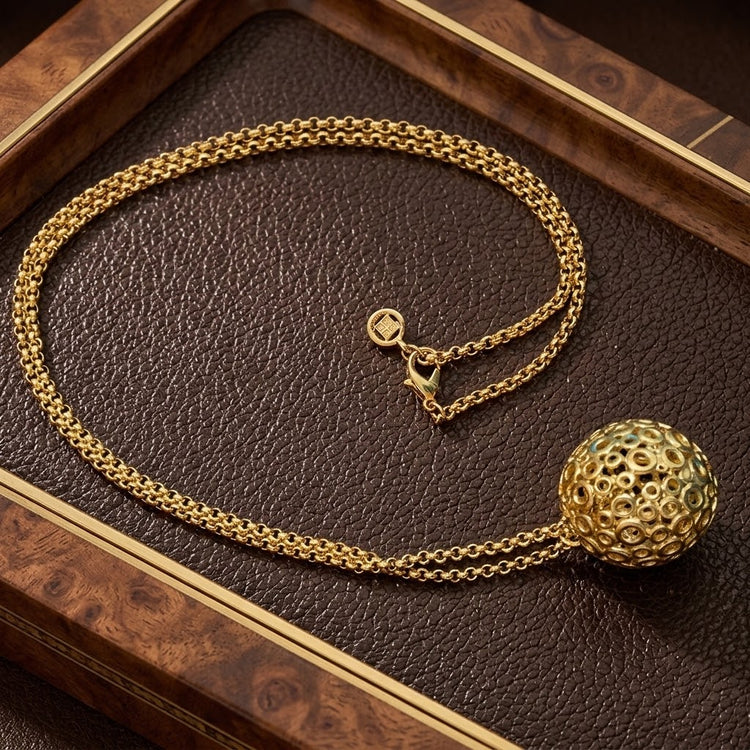 Givenchy Gold-Tone Chain Necklace Round Ball Pendant