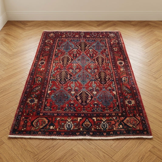 Vintage Persian Hamadan Hand-Knotted Wool Rug