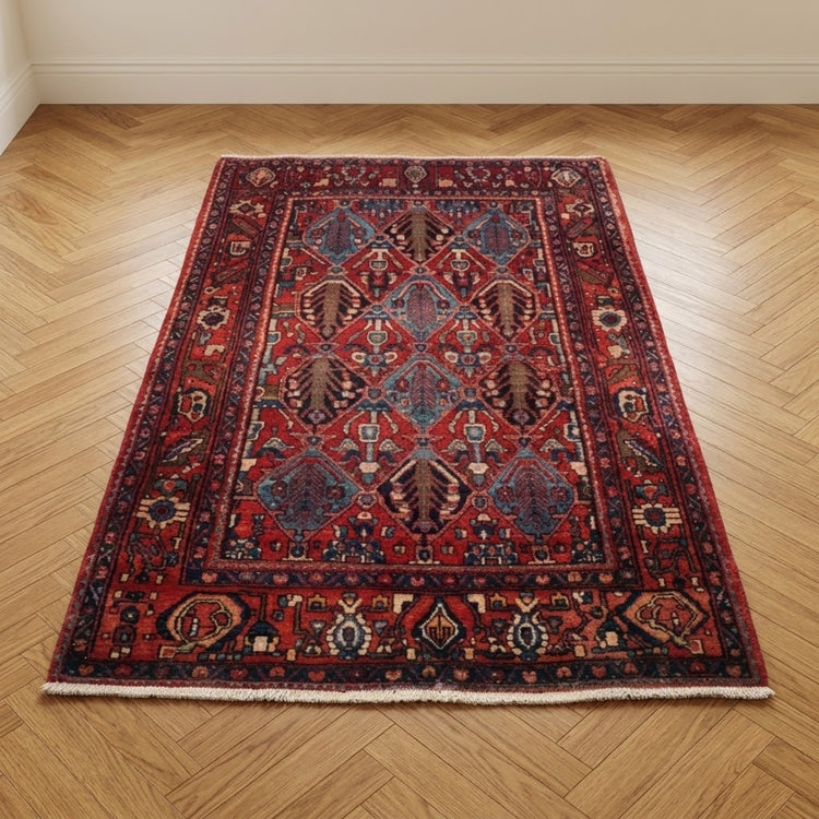 Vintage Persian Hamadan Hand-Knotted Wool Rug