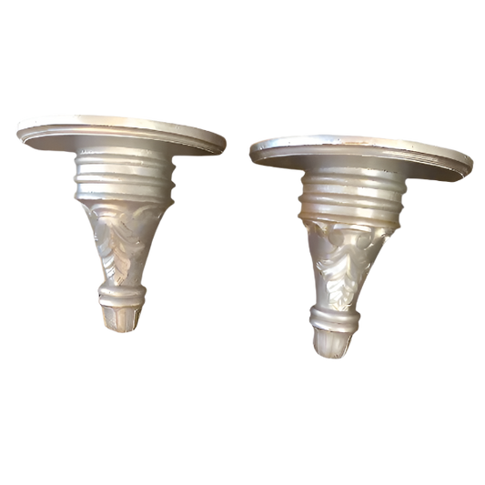 Vintage Carved Wood Shelf  Sconces - A Pair