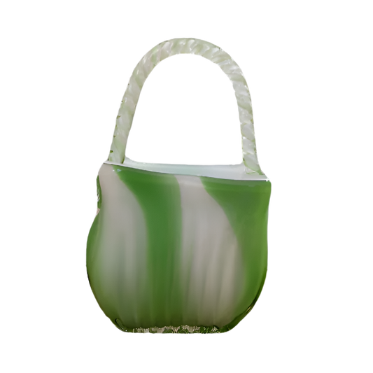 Vintage Peppermint Swirl Glass Purse Vase