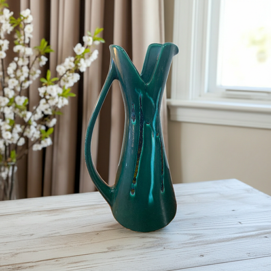 1960s Royal Haeger Emerald Drip Glaze Pitcher