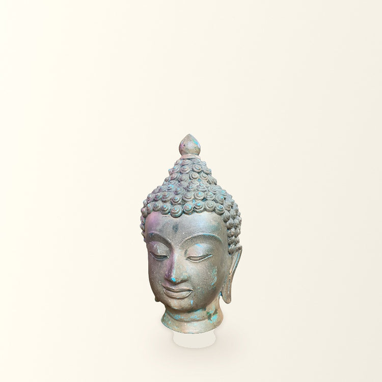 Antique Bronze Buddha Head with Natural Patina
