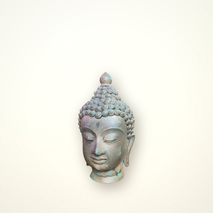 Antique Bronze Buddha Head with Natural Patina