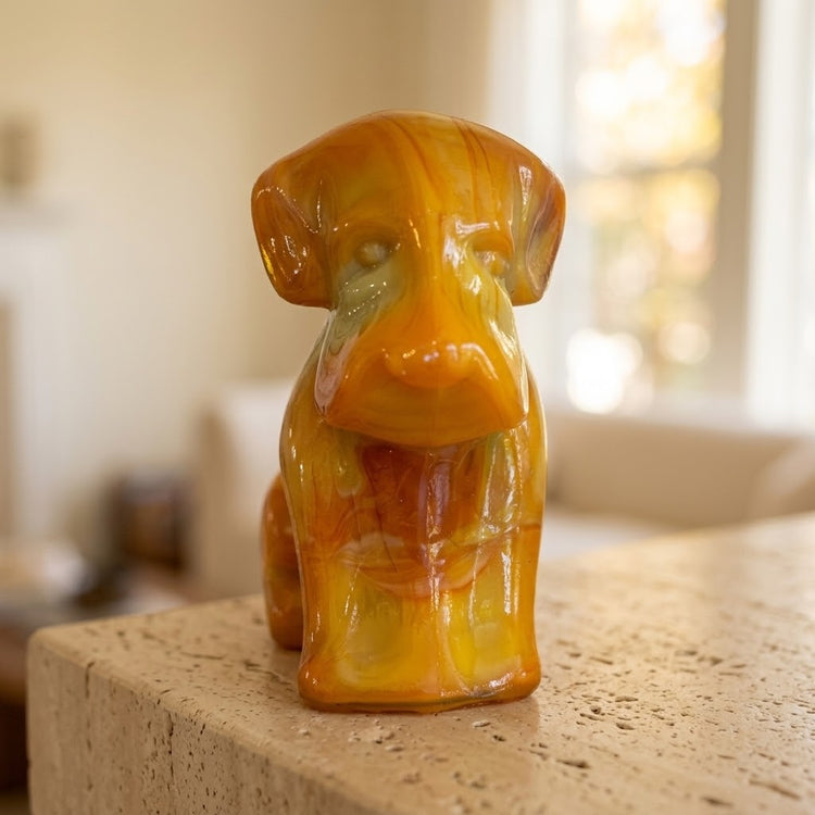 Vintage Pooch The Dog Degenhart Bittersweet Slag Glass UV Glow Marked