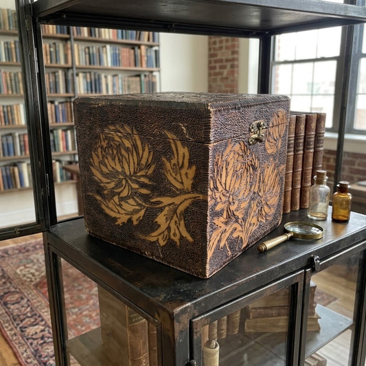 Antique Flemish Art Co. Pyrography Wooden Box